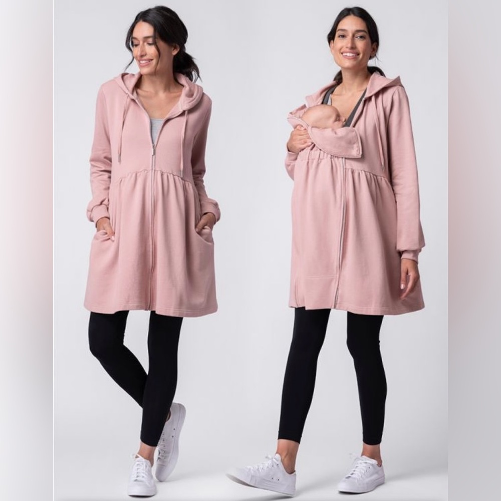 Seraphine Pink 3 in 1 Maternity & Babywearing Hoodie Tunic - Size Small
